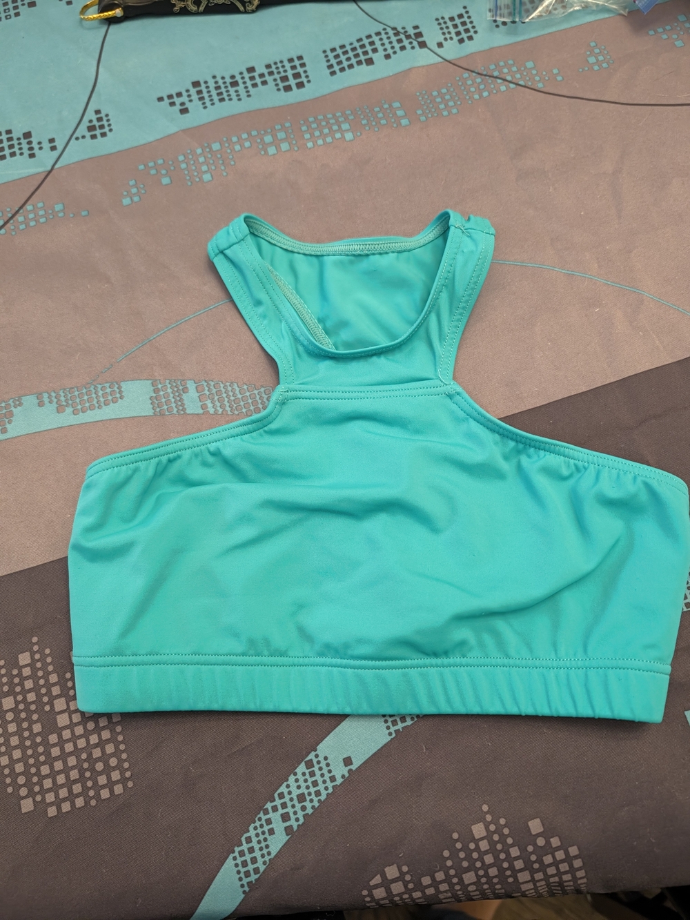 balera Teal High-Neck Dance Racerback Sports Bra